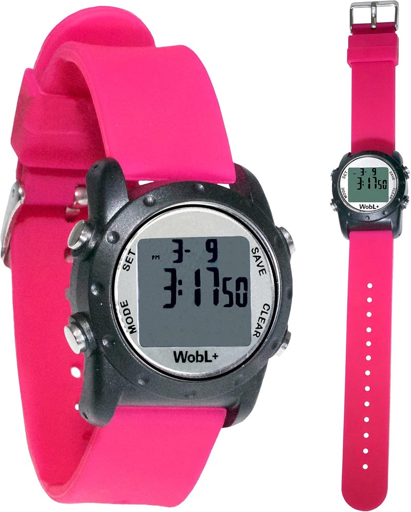 WobL + World's Smallest & Best Waterproof Vibrating 9 Alarms + Countdown Timer Wristwatch (Pink) Sports/Medicine/Meeting/Potty Reminders - Image 2